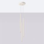 Vaslow 3 Light Multi Drop Tube Pendant Lamp, Beige, 19.5cm Diameter