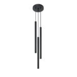 Vaslow 3 Lamp Multi Drop Tube Pendant Lamp, Black Metal, 19.5cm Diameter