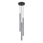 Vaslow 3 Light Multi Drop Tube Pendant Lamp, Concrete Grey, 19.5cm Diameter