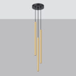 Vaslow 3 Lamp Multi Drop Tube Pendant Light, Polished Gold, 20cm Diameter