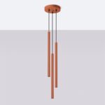 Vaslow 3 Lamp Multi Drop Tube Pendant Light, Ochre Terracotta, 19.5cm Diameter