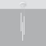 Vaslow 3 Light Multi Drop Tube Pendant Lamp, White Metal, 19.5cm Diameter