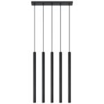 Vaslow 5 Lamp Bar Pendant Light, Black Metal Tubes, 45cm Length