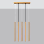 Vaslow 5 Light Bar Pendant Lamp, Matt Gold Metal, 45cm Length