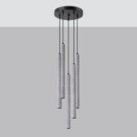 Vaslow 5 Lamp Multi Drop Tube Pendant Lamp, Concrete Grey, 25cm Diameter