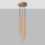 Vaslow 5 Lamp Multi Drop Tube Pendant Lamp, Matt Gold Metal, 25cm Diameter