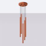 Vaslow 5 Light Multi Drop Tube Pendant Lamp, Ochre Terracotta, 25cm Diameter