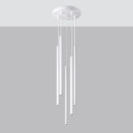 Vaslow 5 Lamp Multi Drop Tube Pendant Light, White Metal, 25cm Diameter
