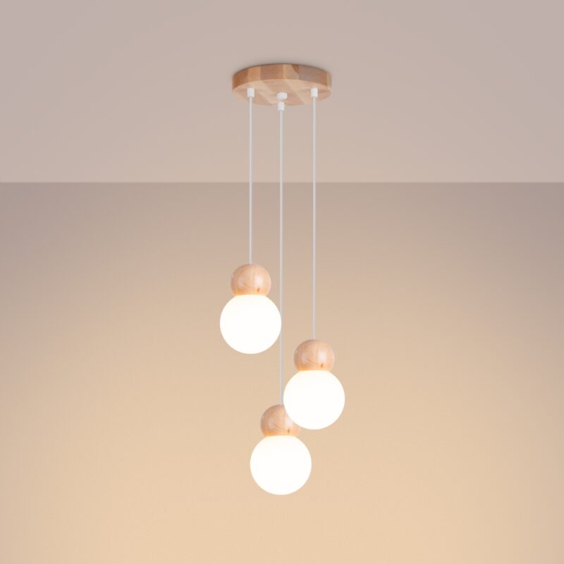 Pekka Pendant lamp 3P white/natural wood Image 3