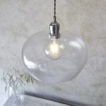 Elias Medium Pendant Lamp, Clear Hammered Glass, 31cm