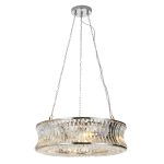 Ares Nickel Chandelier, Flat, 6 Light, Crystal Clear Glass, 61cm
