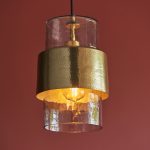 Haruto Glass Pendant light, Single Lamp, Brass, 19.5cm
