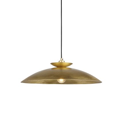 50cm hammered brass dome pendant lamp shade with steel mounting hardware against white background.