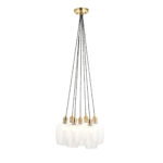 Kylo 7 Light Cluster Pendant Lamp, Antique Brass Metal, Clear Glass, 53cm Diameter