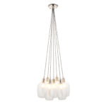 Kylo 7 Light Cluster Pendant Light, Bright Nickel Metal, Clear Glass, 53cm Diameter