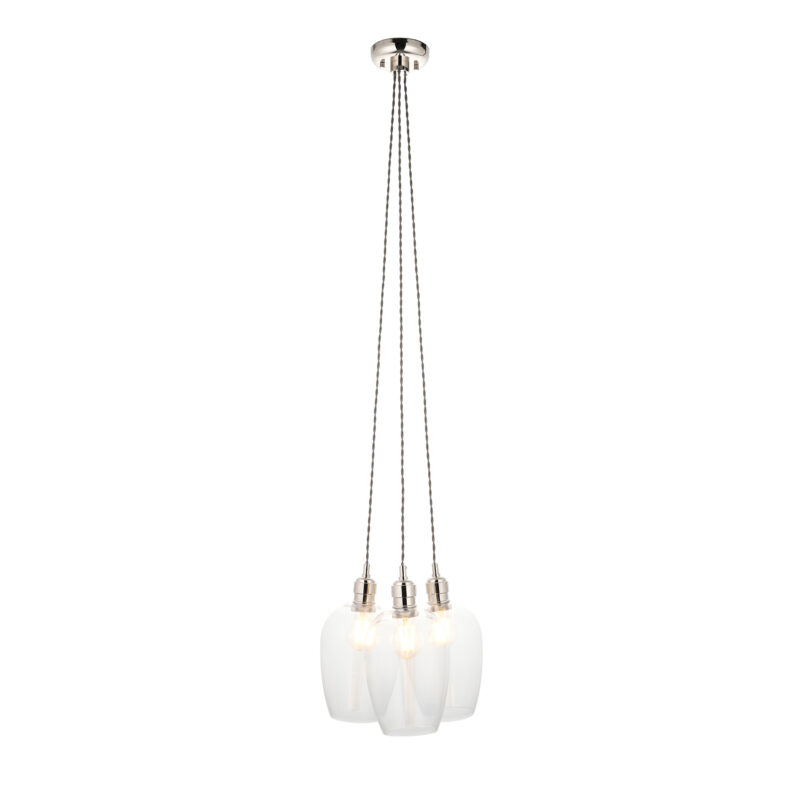Pendant Plate Steel & glass Bright nickel plate & clear glass