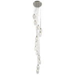 Kylo 13 Light Multi Drop Pendant Light, Bright Nickel Metal, Clear Glass, 58cm Diameter