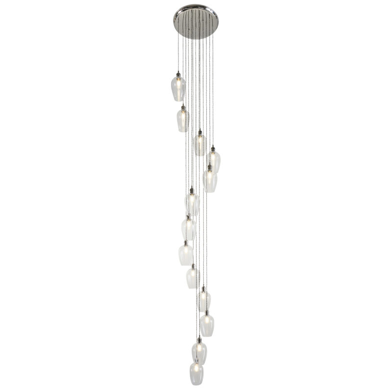 Pendant Plate Steel & glass Bright nickel plate & clear glass