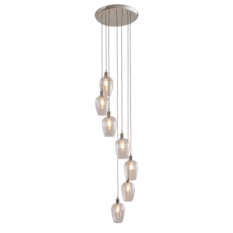 Pendant Plate Steel & glass Bright nickel plate & clear glass