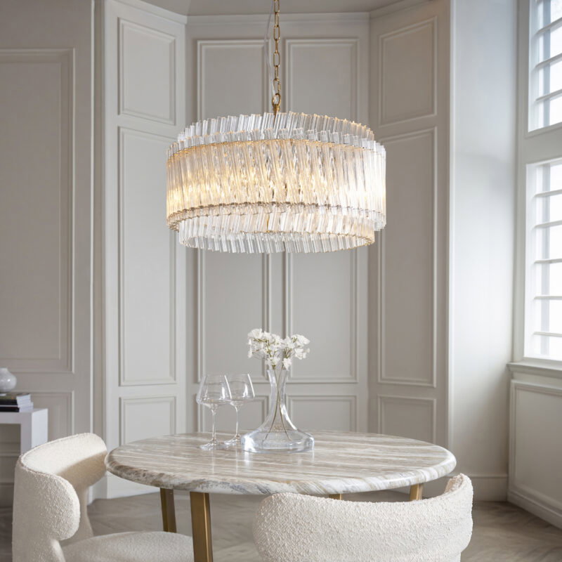 Pendant Single Glass & steel Brushed aged brass plate & clear glass Image 2
