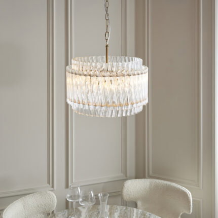 Pendant Single Glass & steel Brushed aged brass plate & clear glass Image 3