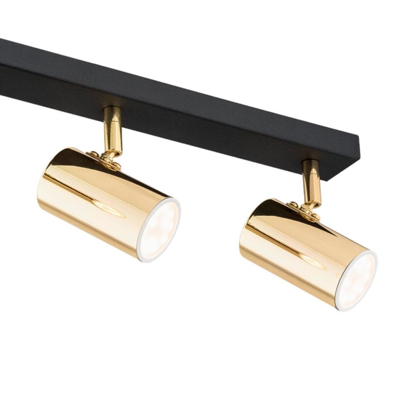 agos adjustable ceiling spotlight, 3 light, brass & black, 44cm width