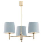 Ponta 3 Arm Chandelier, Sky Blue Shades, Dark Brass, 47.5