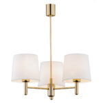 Ponta Chandelier Light, 3 Lamp, Brass, Cream Shades, 47.5cm