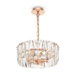 Puntes Round 4 Lamp Pendant Light, Metal, Gold, Crystal Glass, 38cm Wide
