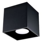 Kwad Black Square Ceiling Light, Metal, 1 Light, GU10, 10cm Wide