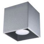Kwad Grey Square Ceiling Light, 1 Lamp, Metal, GU10, 10cm Wide