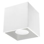Kwad White Square Ceiling Lamp, 1 Light, Metal, GU10, 10cm Wide