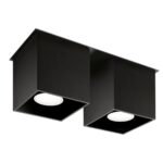 Kwad Black Double Surface Mounted Ceiling Spotlight, GU10, 26cm Length