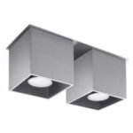 Kwad Grey Double Surface Mounted Ceiling Spotlight, GU10, 26cm Length