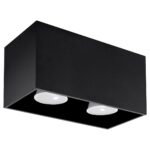 Kwad Rectangle Surface Mounted Spotlight, Black, Metal, 20cm Length