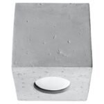 Kwad Grey Concrete Square Ceiling Lamp, 1 Light, GU10, 10cm Wide
