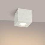 Kwad Beige Concrete Square Ceiling Light, 1 Lamp, GU10, 10cm Wide