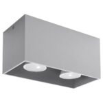 Kwad Rectangle Surface Mounted Spotlight, Grey, Metal, 20cm Length
