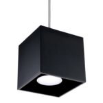 Kwad Single Cube Pendant Lamp, Black Metal, 10cm Wide