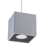 Kwad Single Cube Pendant Light, Grey Metal, 10cm Wide