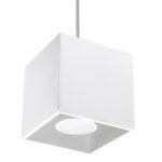 Kwad Single Cube Pendant Light, White Metal, 10cm Wide