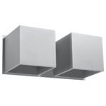 Kwad Grey Double Cube Wall Lamp, G9, Metal, 26cm Wide