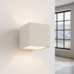 Kwad Beige Concrete Square Wall Lamp, 1 Light, G9, 10cm Wide