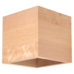 Kwad Natural Wood Square Wall Light, 1 Lamp, GU10, 10cm Wide