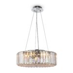 Recinto 6 Lamp Pendant Light, Crystal Glass, Polished Chrome, 40cm Diameter