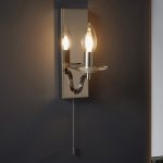 Ven Bathroom Wall Light, Crystal, Nickel, Pull Cord