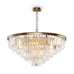 Revero Crystal Glass Chandelier, Brass Metal, 16 Lamp, 80cm Wide