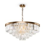 Revero Crystal Glass Chandelier, Brass Metal, 12 Light, 70cm Wide