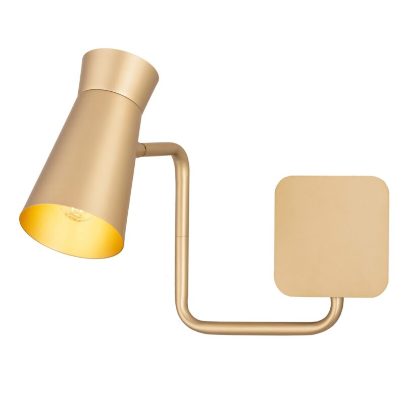 nard swivel arm wall lamp, gold steel, 1 light, adjustable spotlight shade