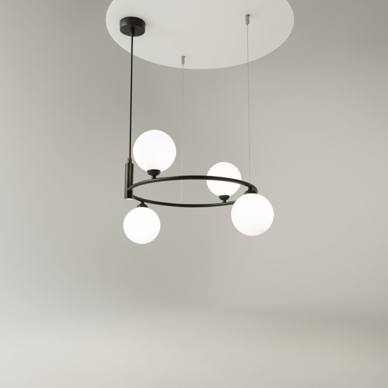 Ring Black Pendant luminaire , Metal Image 4